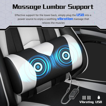 Office Chair, Chair w/ Massage Lumbar Support & Footrest Height  Adjustable Ergonomic w/ Swivel Seat & Headrest, Office Chair