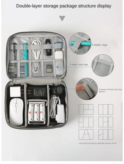 Handheld Digital Bag Multifunctional Large Capacity Moistureproof Mesh Earphone Charger Data Cable USB Travel Protective Case1PC