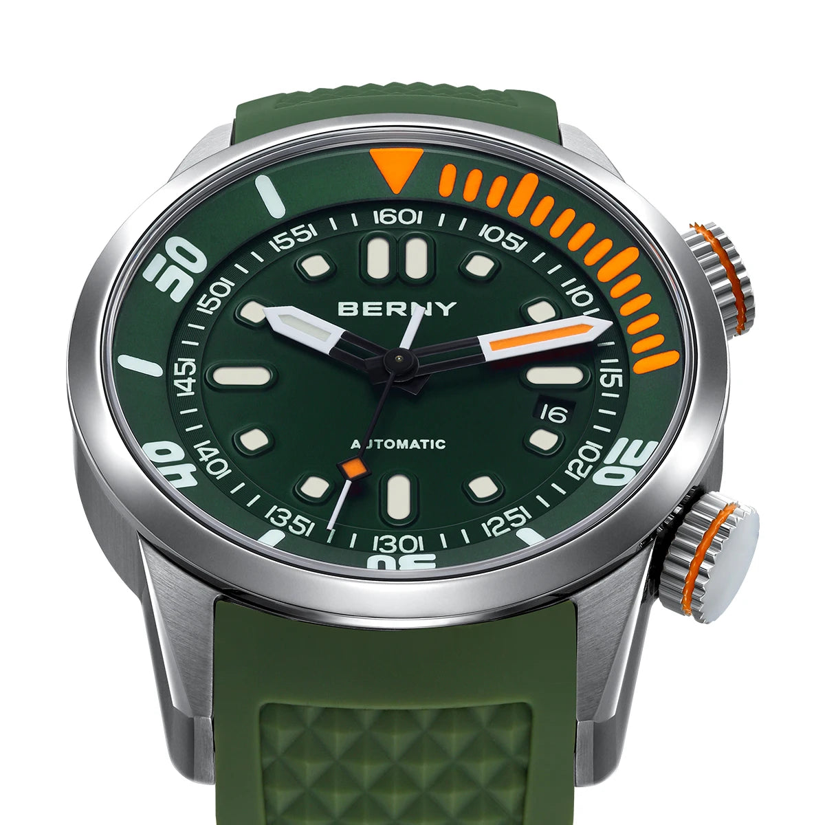 BERNY 20Bar Diver Men Mechanical Watch Miyota 8215 Super Luminous Sapphire Swiming Automatic Self Wind Silicone Men Wristwatch