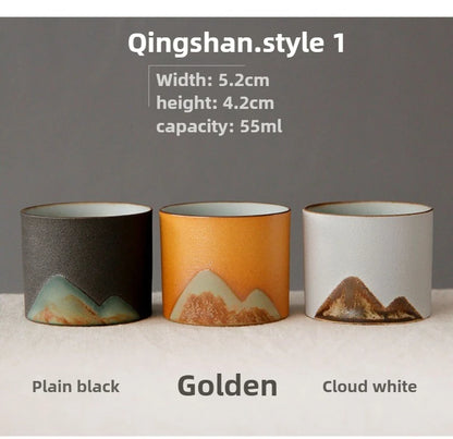 Handmade Ceramic Coffee Mug with Wooden Handle - Retro Tea Cup, Office Water Cup Filter Design, Unique Birthday Gift