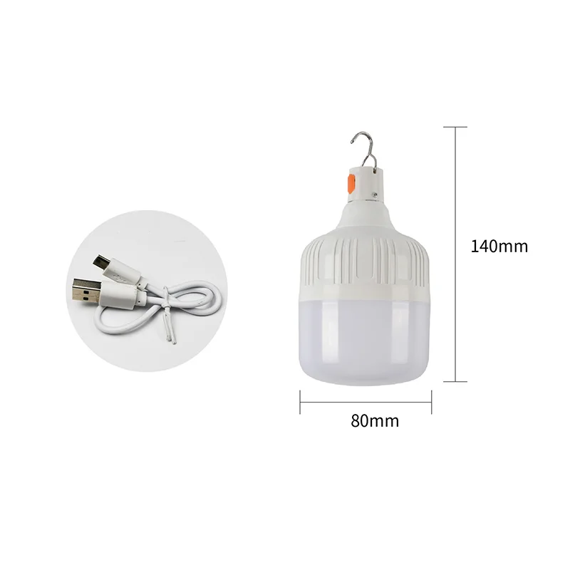 Portable Rechargeable LED Street Camping Light with Hook Dimmable Tent Lantern USB Charging Emergency Multifunctional LED Lamp