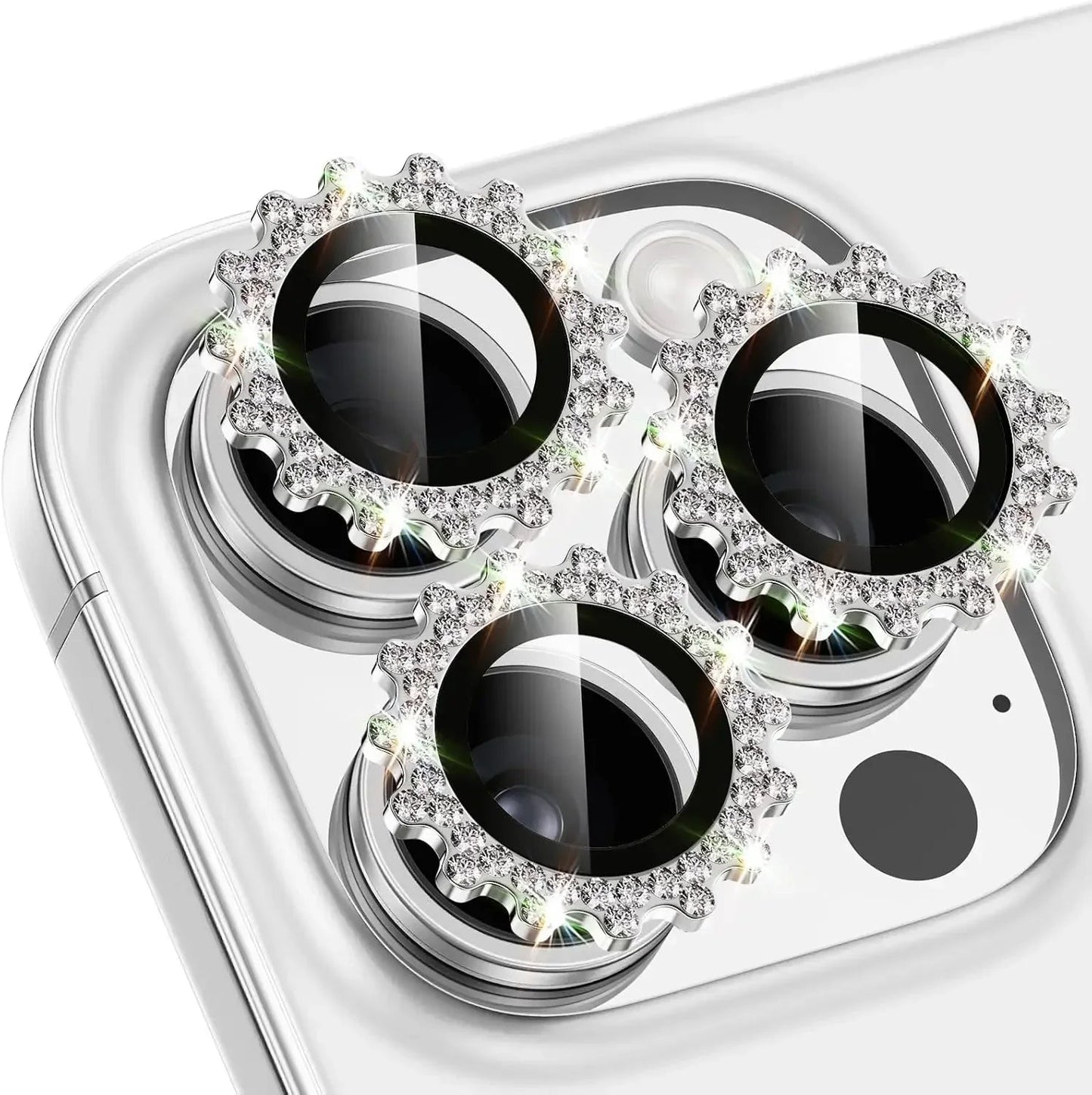 2-3Pcs Bling 3D Metal Gear Design Diamond Camera Lens Glass Protector For IPhone 16 17 Pro Max 16Plus Case Friendly Rings RELUX.STORE