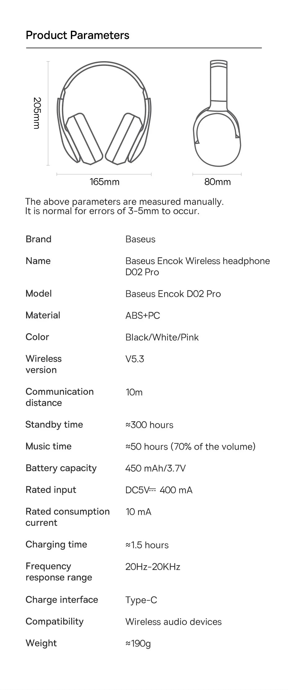 Baseus D02 Pro Wireless Headphones Bluetooth Earphone 5.3 Foldable Headset Sport Over the Ear Headphone Gaming Bluetooth Earbuds RELUX.STORE