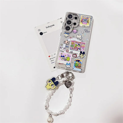 Kawaii Angel Baby Animal Phone Case For Samsung Galaxy S25 Ultra 24 Plus S23 S25 Edge Cover with Stand Chain Cute Magnetic Cases