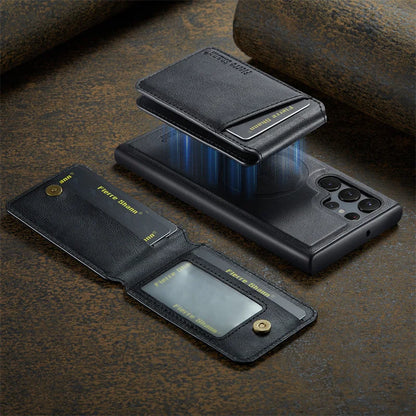 2 In 1 Magsafe Magnetic Leather Flip Phone Case for Samsung S25 S24 S23 S22 Ultra Plus FE Wallet Cover Cards Holder Pocket Cover