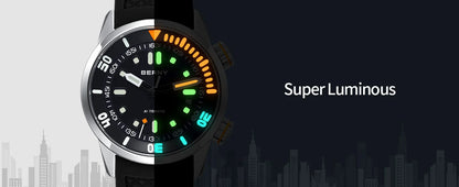 BERNY 20Bar Diver Men Mechanical Watch Miyota 8215 Super Luminous Sapphire Swiming Automatic Self Wind Silicone Men Wristwatch