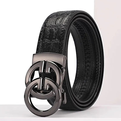 High Quality Genuine Leather Belt For Men's Luxury Automatic Metal Alloy Buckle Men's Waist Belt RELUX.STORE