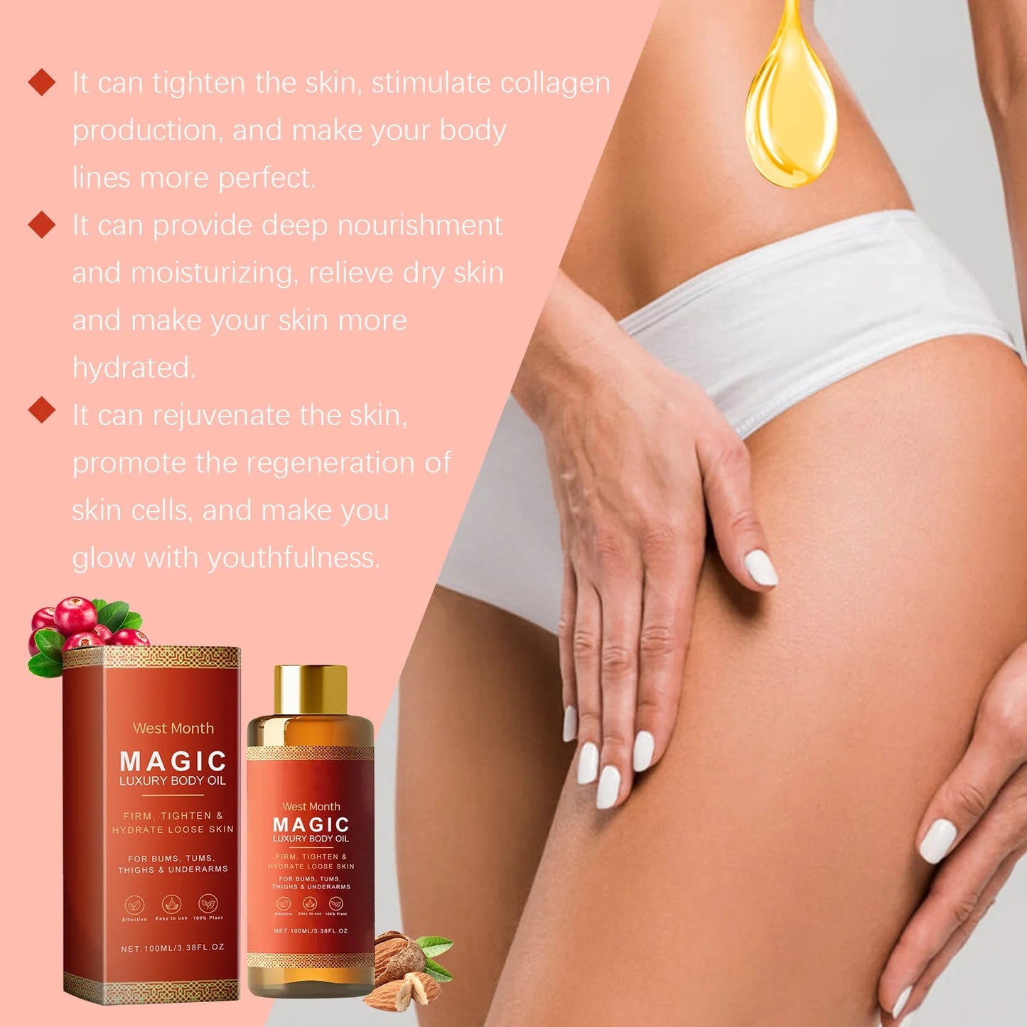 Magic Luxury Body Oil Deeply Moisturizing Dry Skin Tightening Firming Chest Thighs Rejuvenating Repairing Soften Nourishing Oil RELUX.STORE
