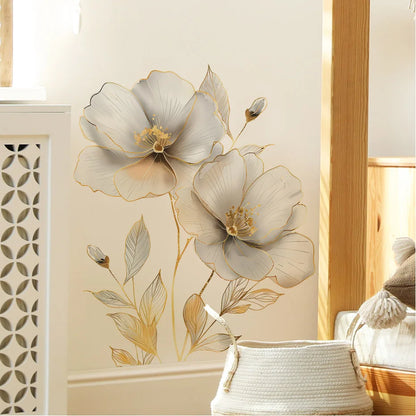 Beautiful Flower Wall Sticker For Living Room Background Decor Decals Bedroom Beautify Home Decoration Self-adhesive Wallpaper