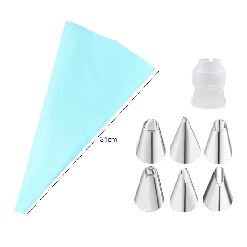 Multifunctional Cake Decorating Tools Silicone Pastry Bag Stainless Steel Cake Mouth Reusable Silicone Bag Tools Pastry Nozzle