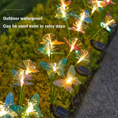6LEDs Solar-Powered Butterfly Fiber Optic Light - Waterproof Rechargeable Outdoor Garden Decor for Lawn, Yard, and Landscape