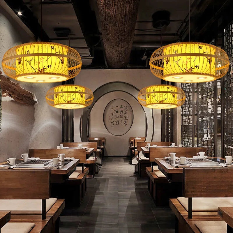Neo-Chinese Style Handmade Bamboo Chandeliers-Modern Retro Lighting for  Restaurants Hot Pot Tea Rooms B&Bs