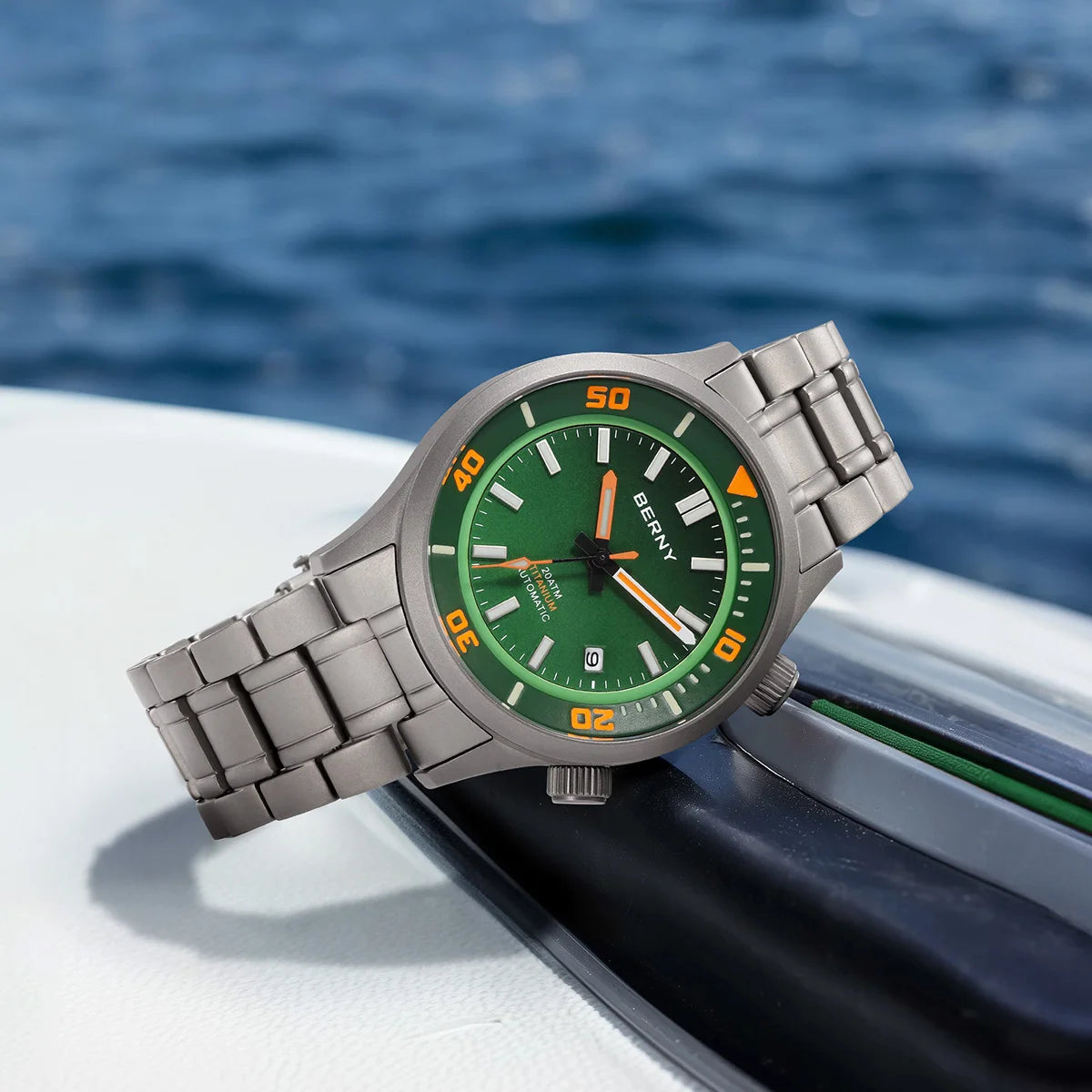BERNY Automatic Titanium Diver Watch for Men Supper Luminous Sappire AR coated Miyota 8215 20ATM Mechanical Diving Men's Watches