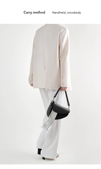 BAFELLI 2025 NEW LUXURY WOMAN BAGS LEATHER STYLISH INDIVIDUALITY FASHION TASSELS PURSE SHOULDER CROSSBODY HANDBAGS FEMALE SADDLE RELUX.STORE