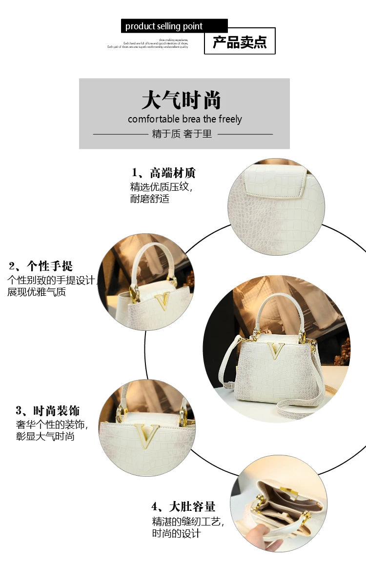 Luxury Fashion White Leather Women Handbags 2024 New Female Small Shoulder Messenger Bag Crossbody Portable Shell Bags RELUX.STORE