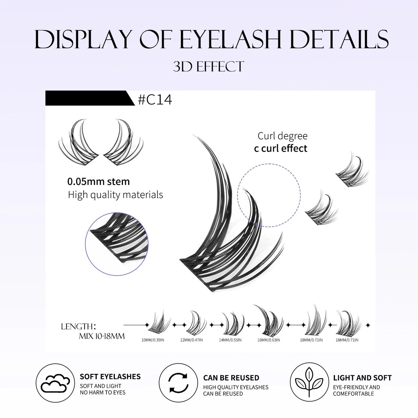 GROINNEYA Eyelashes Clusters 320 pcs Natural Eyelash extension Cluster Lashes Volume Mixed Tray Lashes Cluster Natural Lashes RELUX.STORE