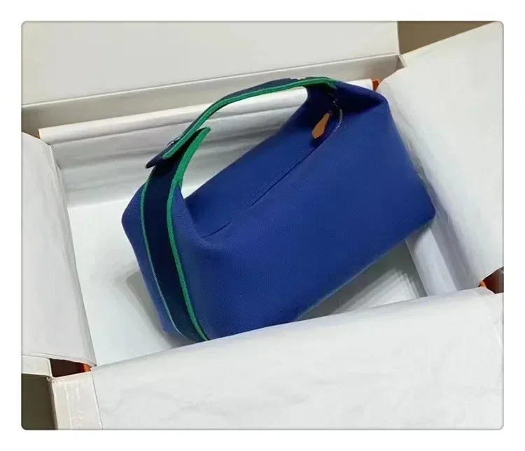 2024 New Large Capacity Canva Makeup Bag Soft Texture Fashionable Women's Shoulder Bag Color Blocking Handbag From China RELUX.STORE