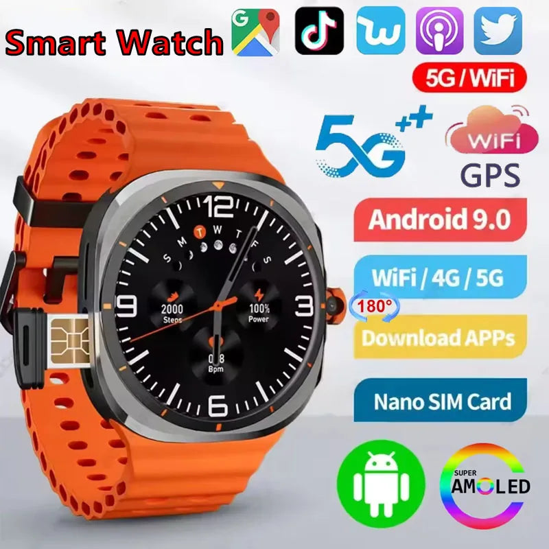 2025 New W7 5G Fitness Smart Watch Full Network GPS NFC Call Information Display Men's Sports Watch Application Download