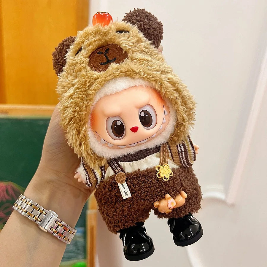 Labubu Clothing Popular New Products Fashion Velcro 17cm Doll Cute Dress Casual Set Skirt Plush Toy Clothing