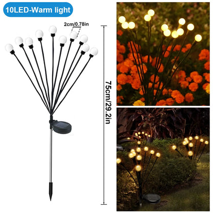10 LED Solar Garden Lights Powered Firefly Lights Outdoor Waterproof Vibrant Garden Lights for Patio Pathway Decoration,Warm RELUX.STORE