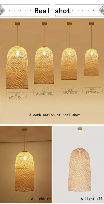 New Chinese Bird's Nest Lampshade Chandelier Hotel Restaurant Staircase Japanese Tatami Rattan LED Bamboo Furniture Decoration RELUX.STORE