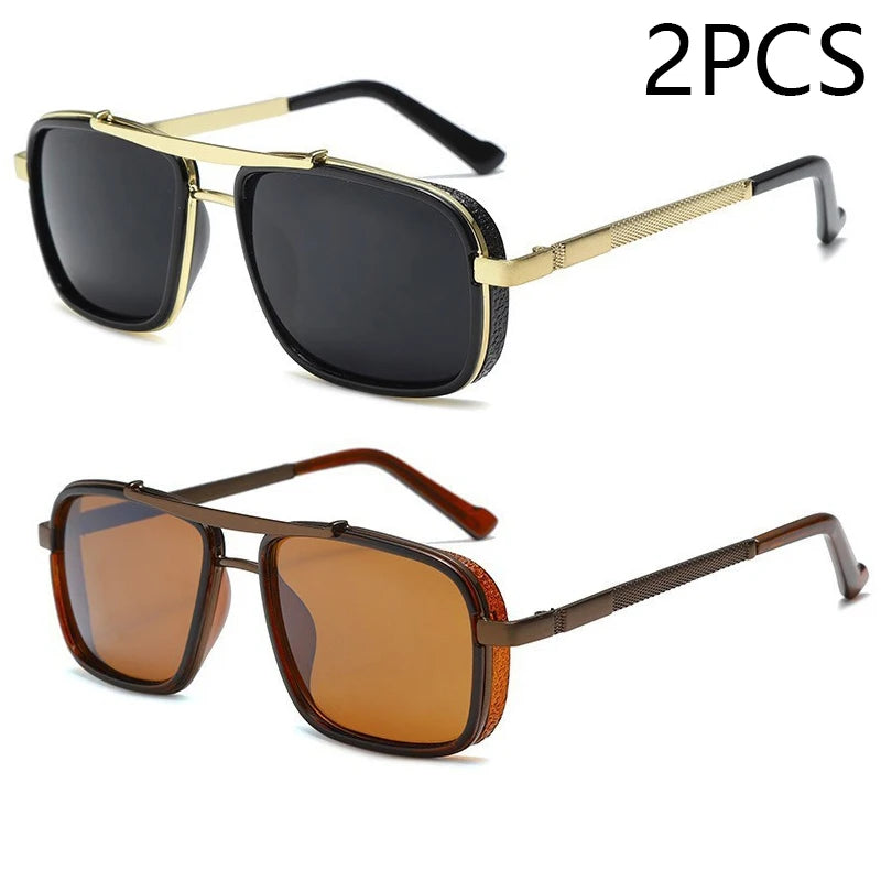 New Sunglasses Punk Sunglasses New Men's Square Uv400 Twin-beam Aviator Sunglasses RELUX.STORE