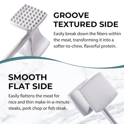 LMETJMA Meat Tenderizer Hammer with Comfortable-Grip Handle Zinc Alloy Meat Hammer Tenderizer Kitchen Meat Mallet Pounder JT329