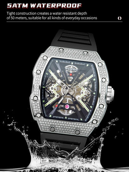 PINDU New Men Watch 50 Meter Waterproof Stainless Steel Case Luminous Sapphire mirror Dial Fashionable Men Mechanical Watch