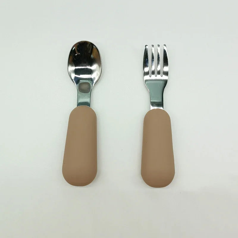 Baby Gadgets Tableware Set Children Utensil Stainless Steel Toddler Dinnerware Cutlery Cartoon Infant Food Feeding Spoon Fork