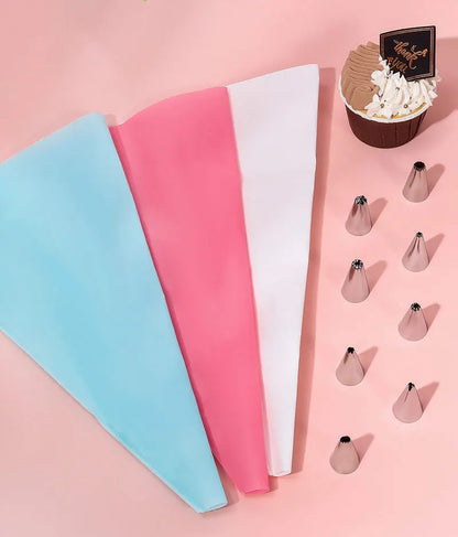 Multifunctional Cake Decorating Tools Silicone Pastry Bag Stainless Steel Cake Mouth Reusable Silicone Bag Tools Pastry Nozzle