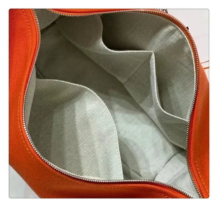 2024 New Large Capacity Canva Makeup Bag Soft Texture Fashionable Women's Shoulder Bag Color Blocking Handbag From China RELUX.STORE