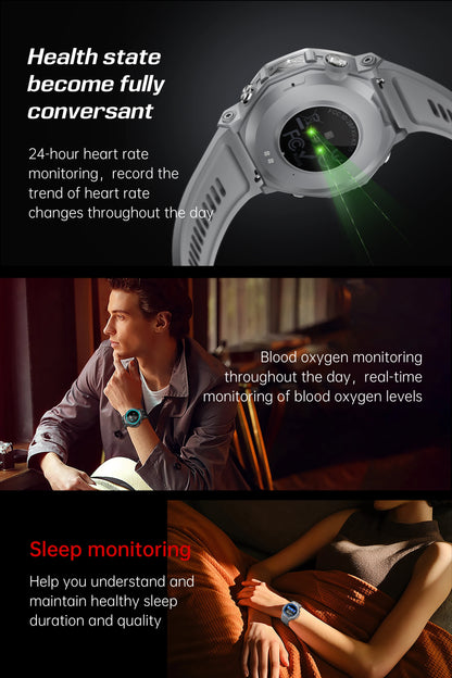 T-Rex 3 GPS Smart Watch 5ATM Waterproof 1.43 inch AMOLED HD Screen BT Call Flashlight Military Sport Smartwatches Men 2025 New
