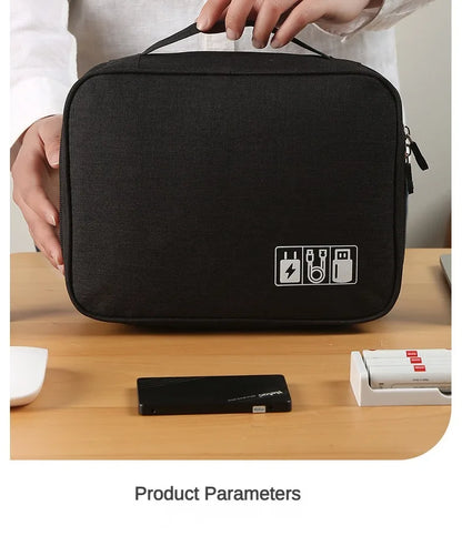 Handheld Digital Bag Multifunctional Large Capacity Moistureproof Mesh Earphone Charger Data Cable USB Travel Protective Case1PC