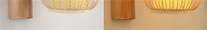 SAMAN Modern Bamboo Art Wall Lamp Bamboo Weaving Creative Living Room Restaurant Bedroom StudyTea Homestay LED Retro Wall Light