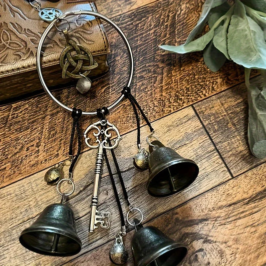 1pc witch bell doorknob hanging decorative wicker wind chime home decoration