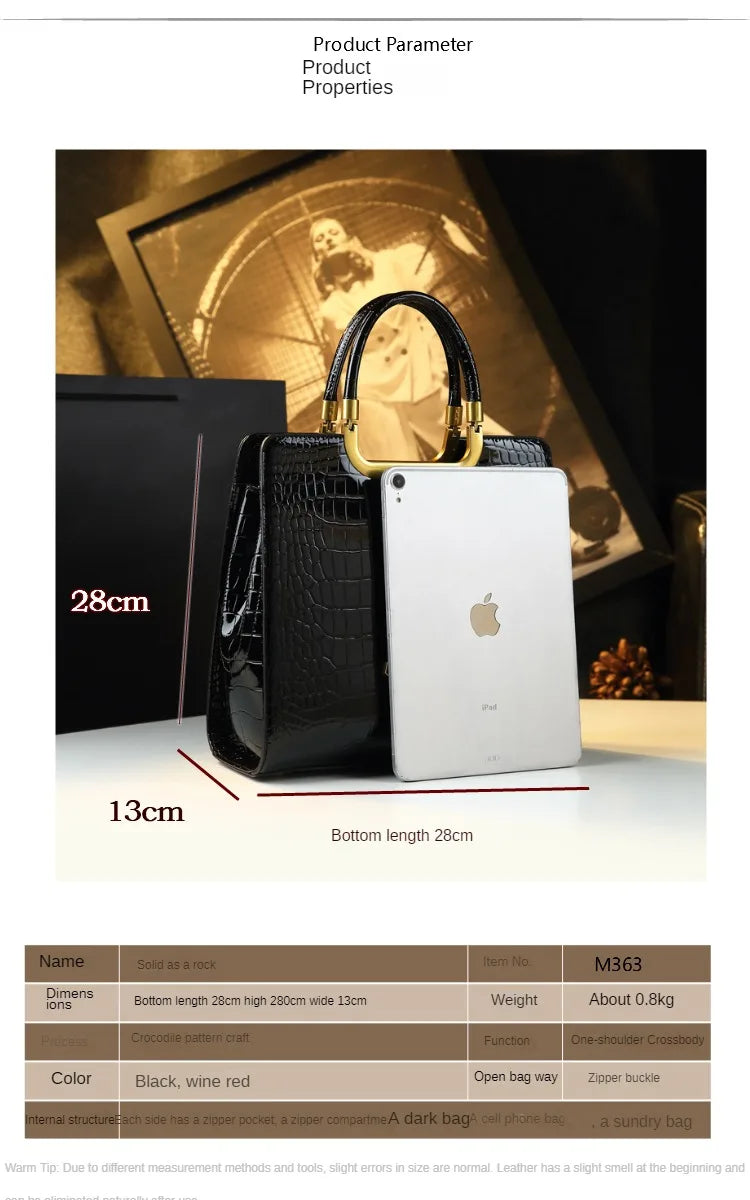 High-grade light luxury handbag 2024 new autumn and winter fashion Tote bag women's crocodile print single shoulder crossbodybag RELUX.STORE