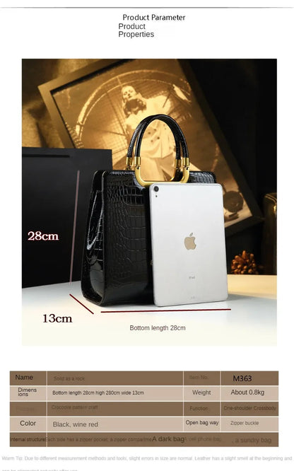 High-grade light luxury handbag 2024 new autumn and winter fashion Tote bag women's crocodile print single shoulder crossbodybag RELUX.STORE