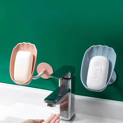 1pc Upgraded Soap Box With Drainage Double Grid Soap Rack, Wall Mounted Toilet With Cover Soap Rack, Non Perforated Soap Box