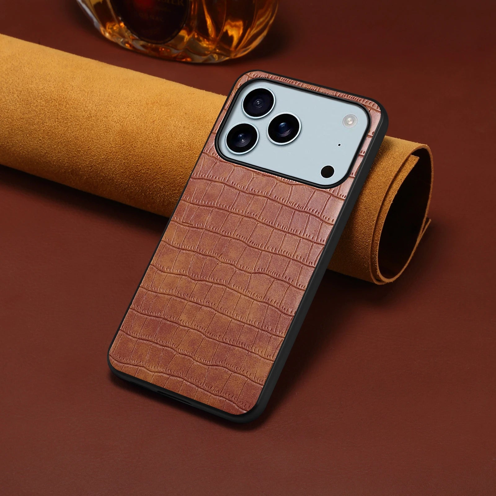 3D Texture PU Leather Case for iPhone 17Air 16e 17 16 15 14 Plus 13 12 11 Pro Max Shockproof Soft TPU Matte Cover Fundas Bumper RELUX.STORE