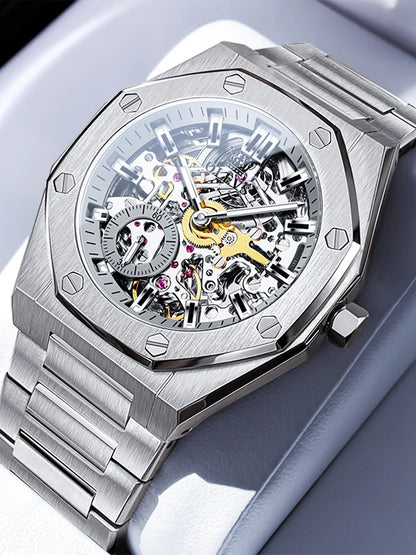 OLEVS Men's Watch Top Brand Luxury Hollowing Automatic Mechanical Watch Waterproof Luminous Watch for Men Gift Clock