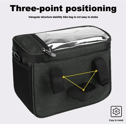 PHMAX Bike Front Bag Portable Bike Mountain Bike Handlebar Bag Multi-Pocket MTB Storage Bag Large Capacity Waterproof Bike Bag
