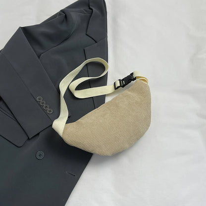 Women Waist Bag Corduroy Student Shoulder Handbag Crossbody Chest Breast Bag Fanny Pack Fashion Phone Female Bum Belt Purse
