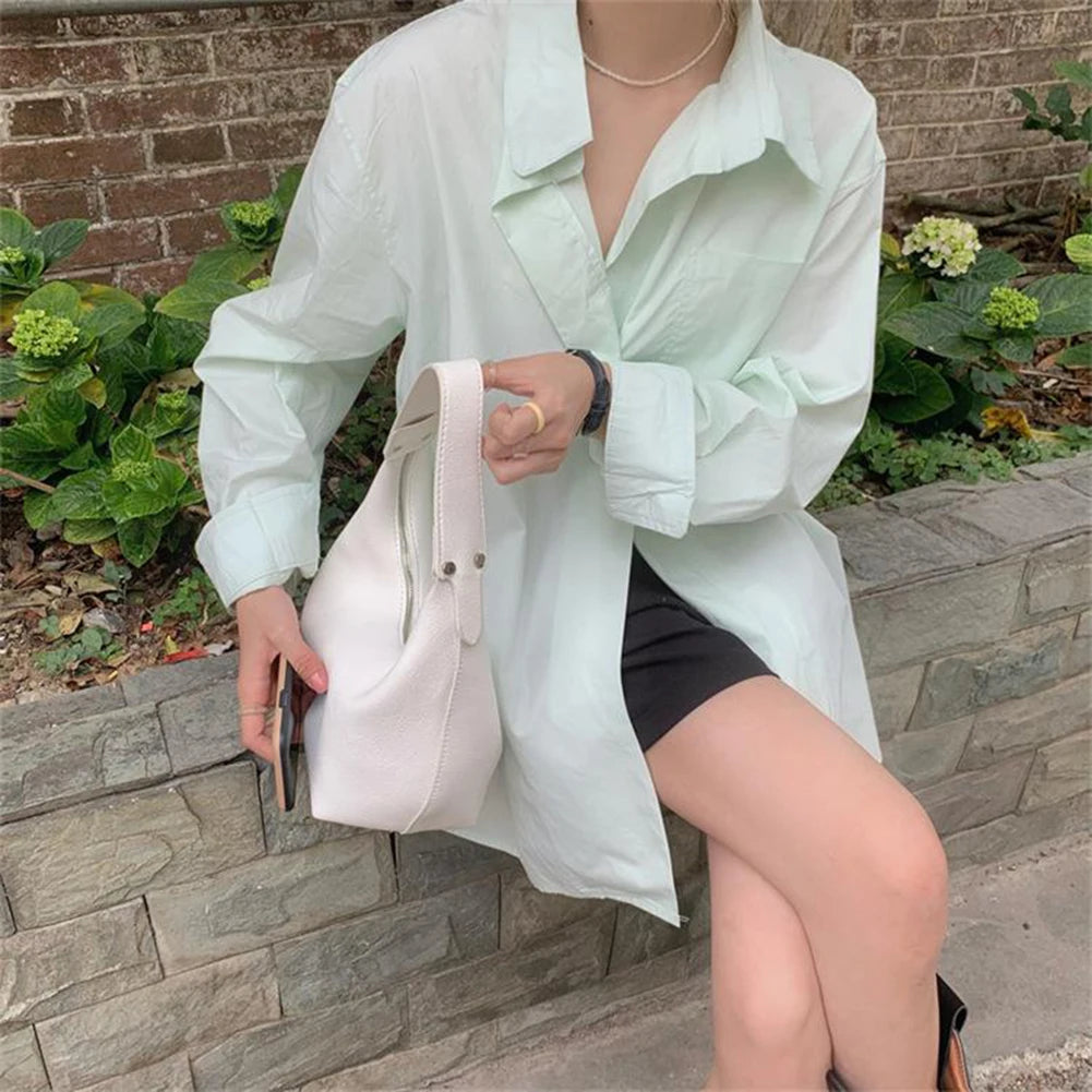 Women Simple Shoulder Purse PU Leather Soft Hobo Bags Solid Color Casual Armpit Handbag Girls Outdoor Daily Bag RELUX.STORE