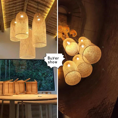 New Chinese Bird's Nest Lampshade Chandelier Hotel Restaurant Staircase Japanese Tatami Rattan LED Bamboo Furniture Decoration RELUX.STORE