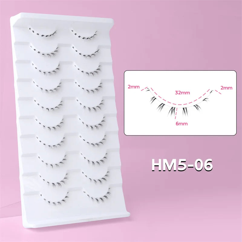 10Pairs Bottom Eyelashes Manga Lower Lashes Clear Band Wispy Small Flame Under Eye Lashes Korean Makeup Cosplay Tools RELUX.STORE