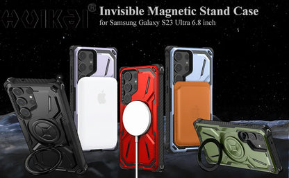 Case for Samsung Galaxy S25 Ultra S24 Ultra S23 Magnetic Mag-Safe Heavy Duty Shock Absorption Body Protective Rotatable Kickstan