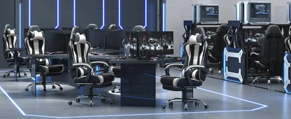 Gaming Chair, Video Game Chair with Massage Lumbar Support and Footrest Height Adjustable Ergonomic Computer Gaming Chair