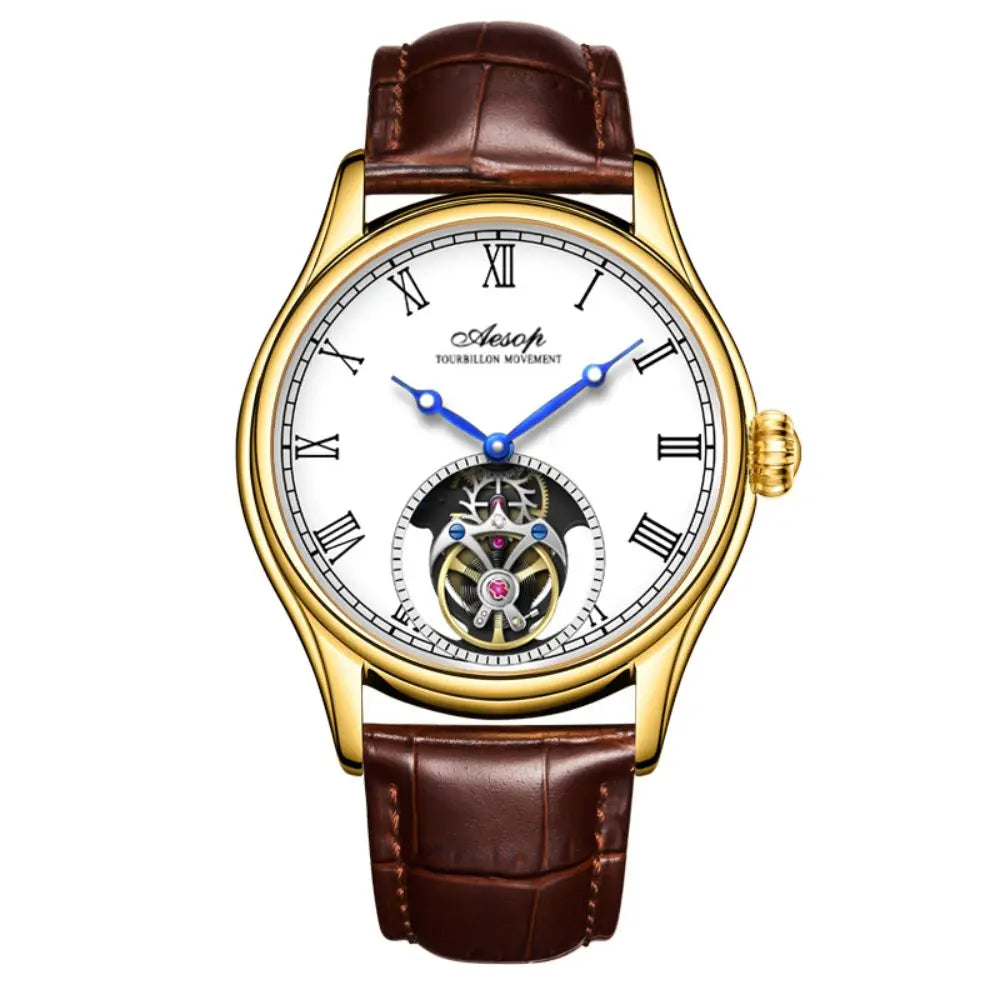 Aesop Real Flying Tourbillon Movement Mechanical Watches Luxury Watch for Men Skeleton Tourbillon Watch Sapphire Official StoreS