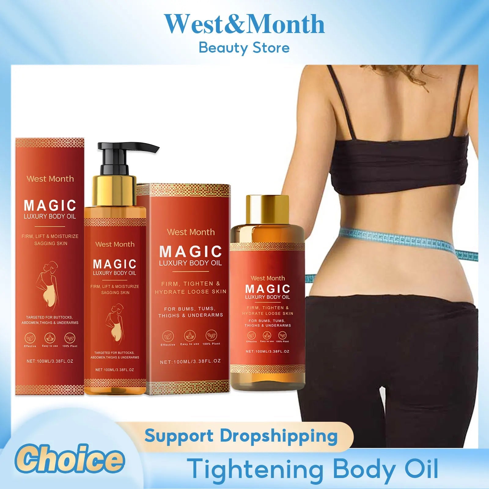 Magic Luxury Body Oil Deeply Moisturizing Dry Skin Tightening Firming Chest Thighs Rejuvenating Repairing Soften Nourishing Oil RELUX.STORE