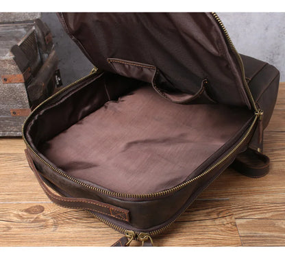 Vintage Crazy Horse Genuine Leather Backpack Men Backpack Laptop Leather Daily Bagpack Male Rucksack Trave Hiking Knapsack Large